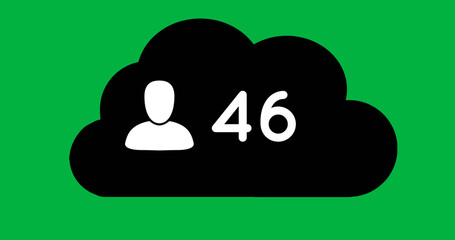 Image of 46 users in cloud over green background