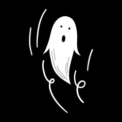 Flying Ghost. Hand Drawn Halloween Illustration
