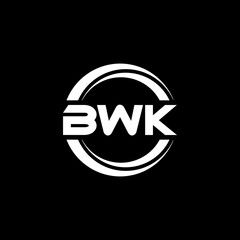 BWK letter logo design with black background in illustrator, vector logo modern alphabet font overlap style. calligraphy designs for logo, Poster, Invitation, etc.