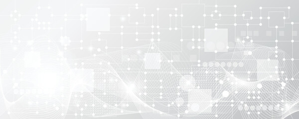 Grey white Abstract technology background, Hi tech digital connect, communication, high technology concept, science background