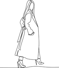 Fashion Woman Abstract Line Art Drawing. Elegant Female Silhouette Minimal Line Ilustration for Fashion Design. Woman in Trendy Linear Style Art Design for Posters, Prints, Social Media. 