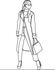 Fashion Woman Abstract Line Art Drawing. Elegant Female Silhouette Minimal Line Ilustration for Fashion Design. Woman in Trendy Linear Style Art Design for Posters, Prints, Social Media. 