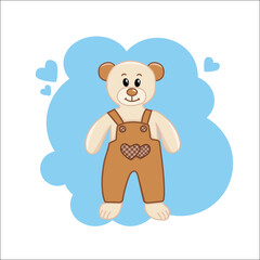 Flat vector illustration of a cute teddy bear. Funny baby toy. vector illustrator design