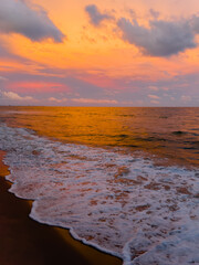 Colorful dramatic sea beach sunset in Hua Hin , Thailand.