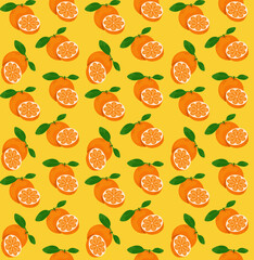 Orange fruit seamless pattern background. Seamless pattern with oranges summer vector.
