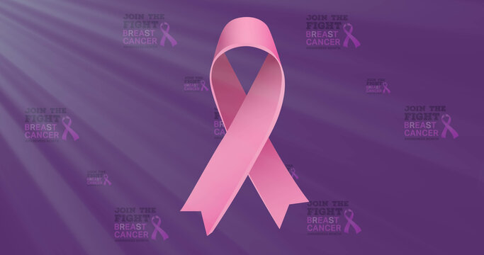 Illustration of join the fight, breast cancer awareness month text with pink awareness ribbon