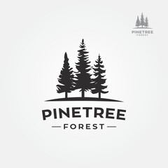 Pine tree forest logo, vector, symbol, icon, silhouette