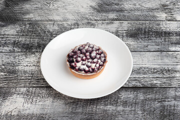 Dessert, berry dessert on a wooden white background
