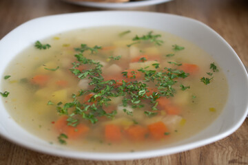 Diet vegetable soup in a bowl