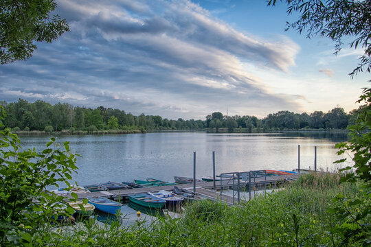Summer sunset on the lake, Ingolstadt, baggersee