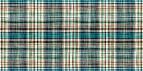 Teal rustic coastal beach house border check fabric tile. Seamless sailor flannel edging trim textile. Gingham rustic banner ribbon endless tape.