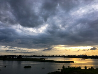 sunset over the river