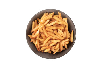 French fries in bowl top view