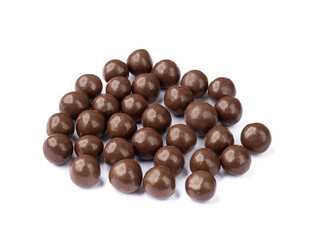 Chocolate malted balls isolated over white background