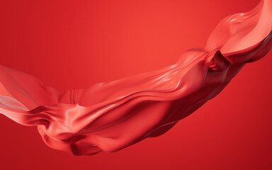 Flowing red cloth background, 3d rendering.