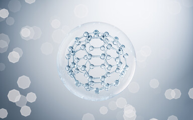 Chemical molecule with blue background, 3d rendering. - obrazy, fototapety, plakaty