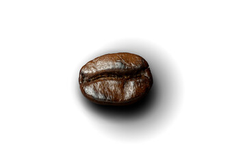 Coffee bean roasted isolated on transparent background.