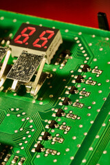 electronic components and circuits on motherboard