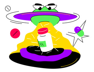 Magic medicine - colorful flat design style illustration with linear elements