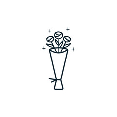 Wedding flower bouquet line icon