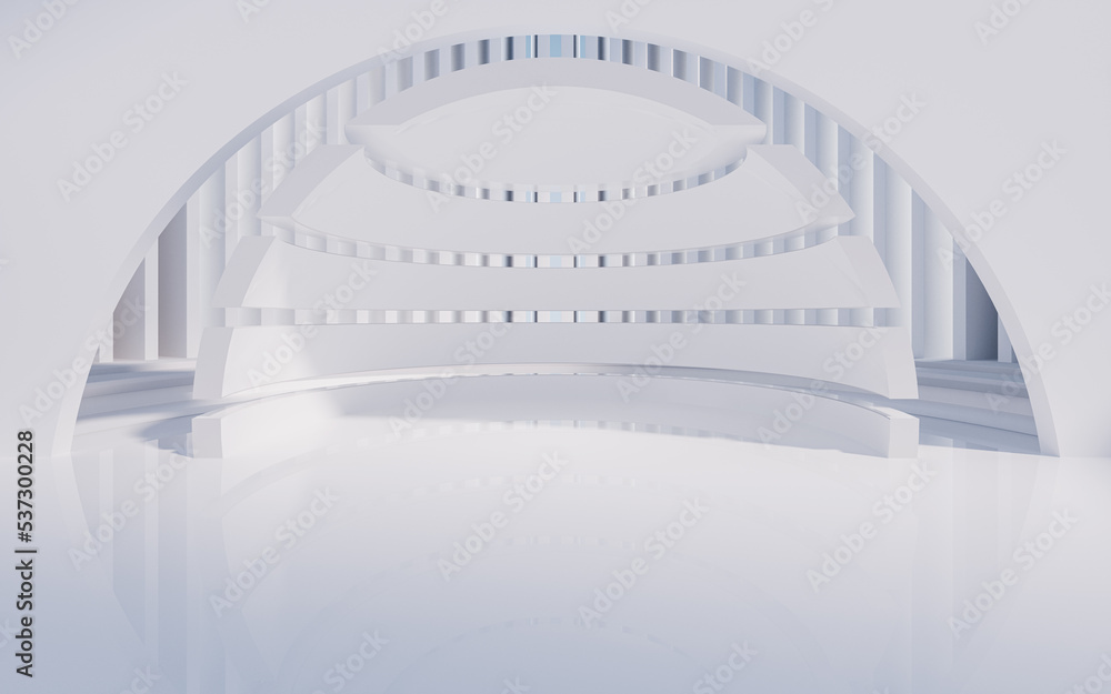 Poster empty ground with creative geometric structure background, 3d rendering.