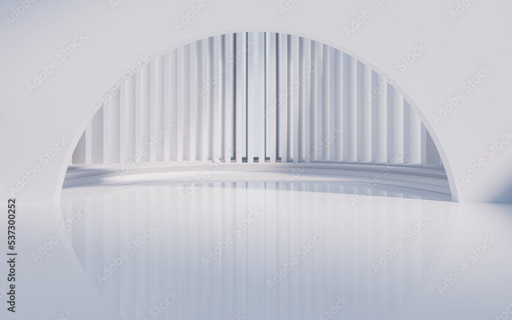 Poster empty ground with creative geometric structure background, 3d rendering.