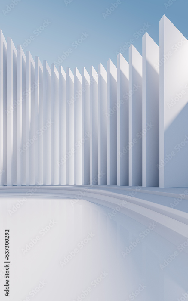 Aufkleber empty ground with creative geometric structure background, 3d rendering.