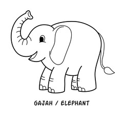 Vector illustration hand draw of animal coloring page with the name of each animal. Education colouring book for kids