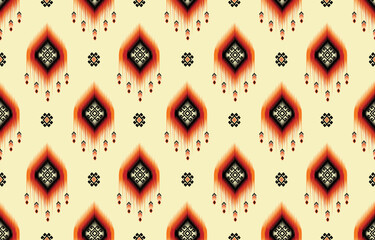 Colorful ikat pattern, ethnic oriental ikat seamless art style. Design for background, carpet, wallpaper, clothing, wrapping, Batik, fabric, backdrop, sarong, and Vector illustration. embroidery style