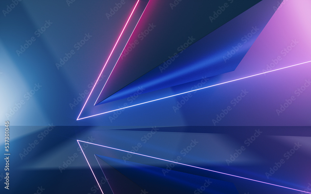 Aufkleber abstract geometric structure with glowing neon lines, 3d rendering.