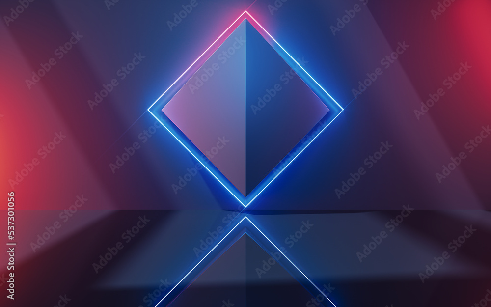Aufkleber abstract geometric structure with glowing neon lines, 3d rendering.