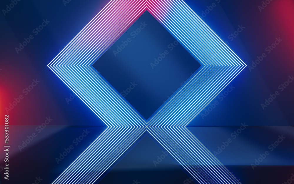 Aufkleber abstract geometric structure with glowing neon lines, 3d rendering.