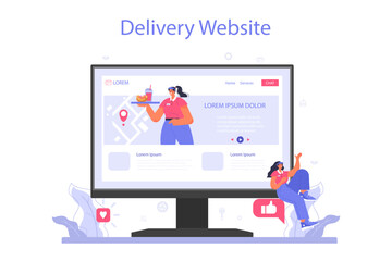 Fast food catering online service or platform. Hamburger, shawarma,