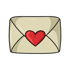Love letter, Large vintage closed envelope with a heart, vector cartoon