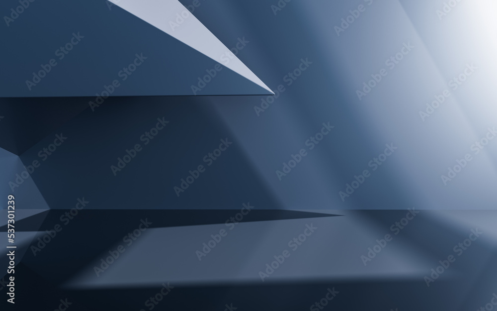 Poster empty building structure with geometric structure, 3d rendering.