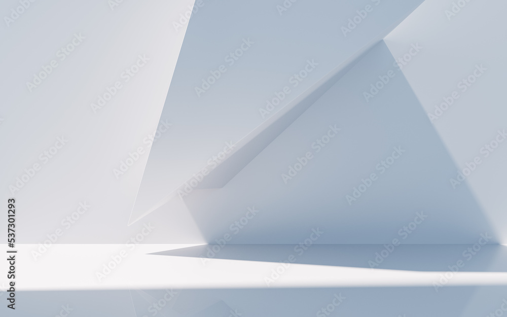 Poster empty building structure with geometric structure, 3d rendering.
