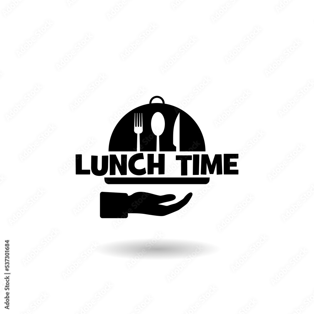 Poster Lunch time icon logo with shadow