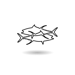 Fish line icon with shadow