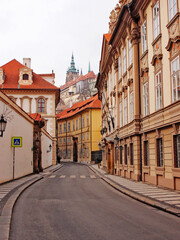 Fototapeta premium Prague's street. Beautiful view of the streets of the old town of Prague.