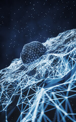 Naklejka premium Digital sphere with glowing lines structure, 3d rendering.