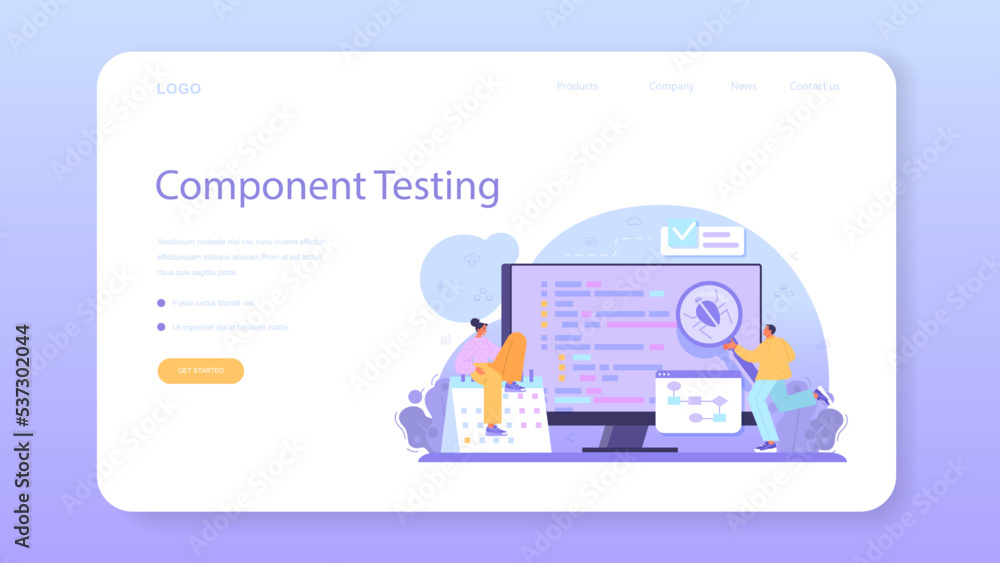 Poster software tester web banner or landing page. application or website