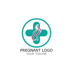 pregnant woman logo icon illustration template vector, for health clinics, hospitals, maternity clinics, maternity clothes, pregnant exercise, nursing mothers,