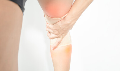 Conceptual image. Symptoms of leg muscles in knee pain.
