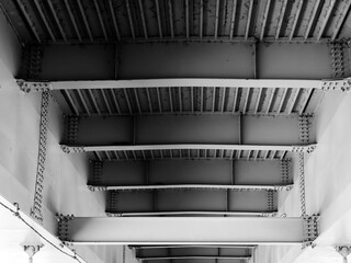 bridge bottom view - black and white photo
