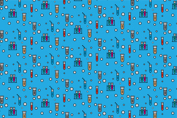 Seamless pattern with chemistry apparatus, lab equipment, science, abstract pattern design