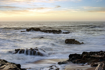 Fototapeta na wymiar Long exposure seascape at sunset