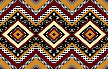 Warm tone abstract geometric ethnic pattern western, American Indian oriental Africa. for carpet,wallpaper,clothing,wrapping,batik,fabric,tile, backdrop,Vector illustration. embroidery style.