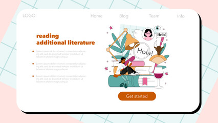 Spanish language web banner or landing page. Language school © inspiring.team