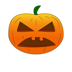 halloween pumpkin face isolated on white background