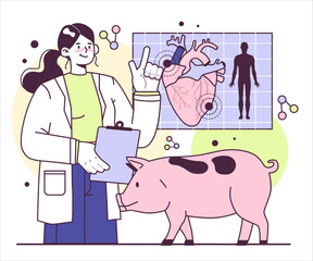 Animal testing concept. Genetic engineering and modification of animals.